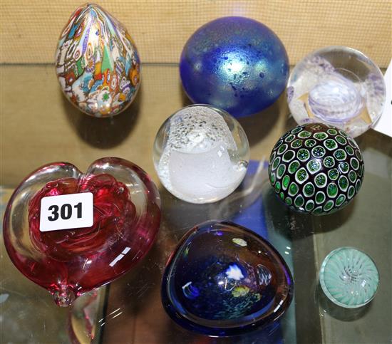 8 various paperweights